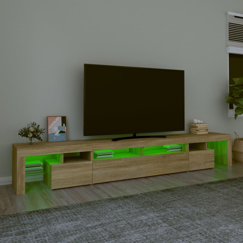 vidaXL TV Cabinet with LED Lights Sonoma Oak 260x36.5x40 cm