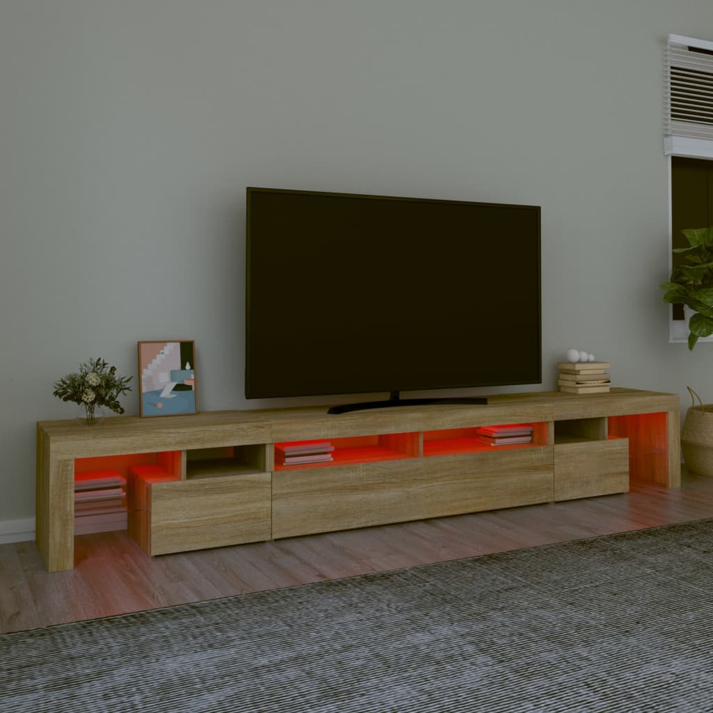 vidaXL TV Cabinet with LED Lights Sonoma Oak 260x36.5x40 cm