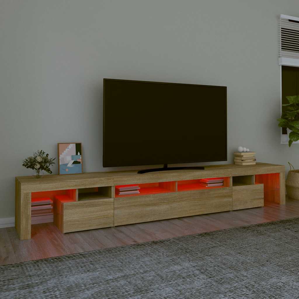 TV Cabinet with LED Lights Sonoma Oak 260x36,5x40 cm