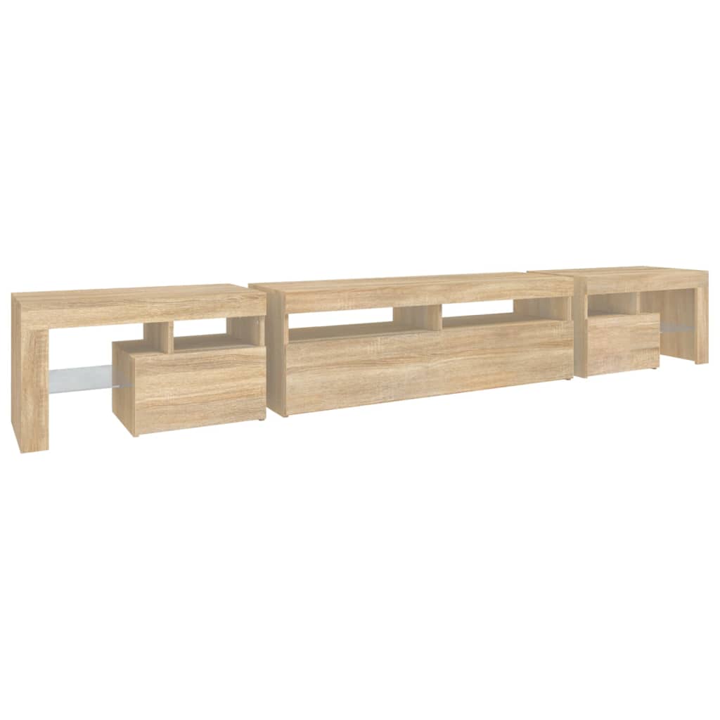 vidaXL TV Cabinet with LED Lights Sonoma Oak 260x36.5x40 cm