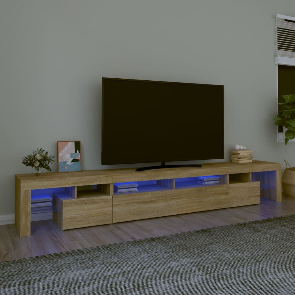 vidaXL TV Cabinet with LED Lights Sonoma Oak 260x36.5x40 cm