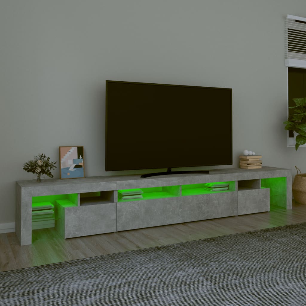 vidaXL TV Cabinet with LED Lights Concrete Grey 260x36.5x40 cm