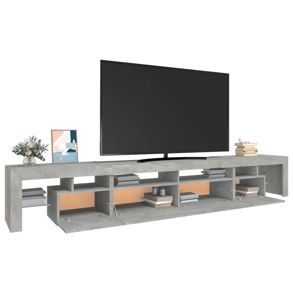 vidaXL TV Cabinet with LED Lights Concrete Grey 260x36.5x40 cm