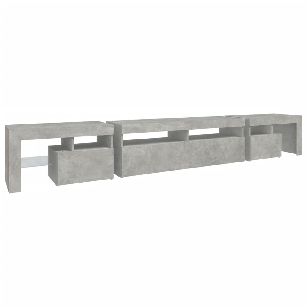 vidaXL TV Cabinet with LED Lights Concrete Grey 260x36.5x40 cm