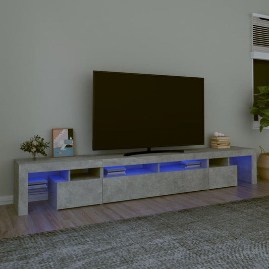 vidaXL TV Cabinet with LED Lights Concrete Grey 260x36.5x40 cm