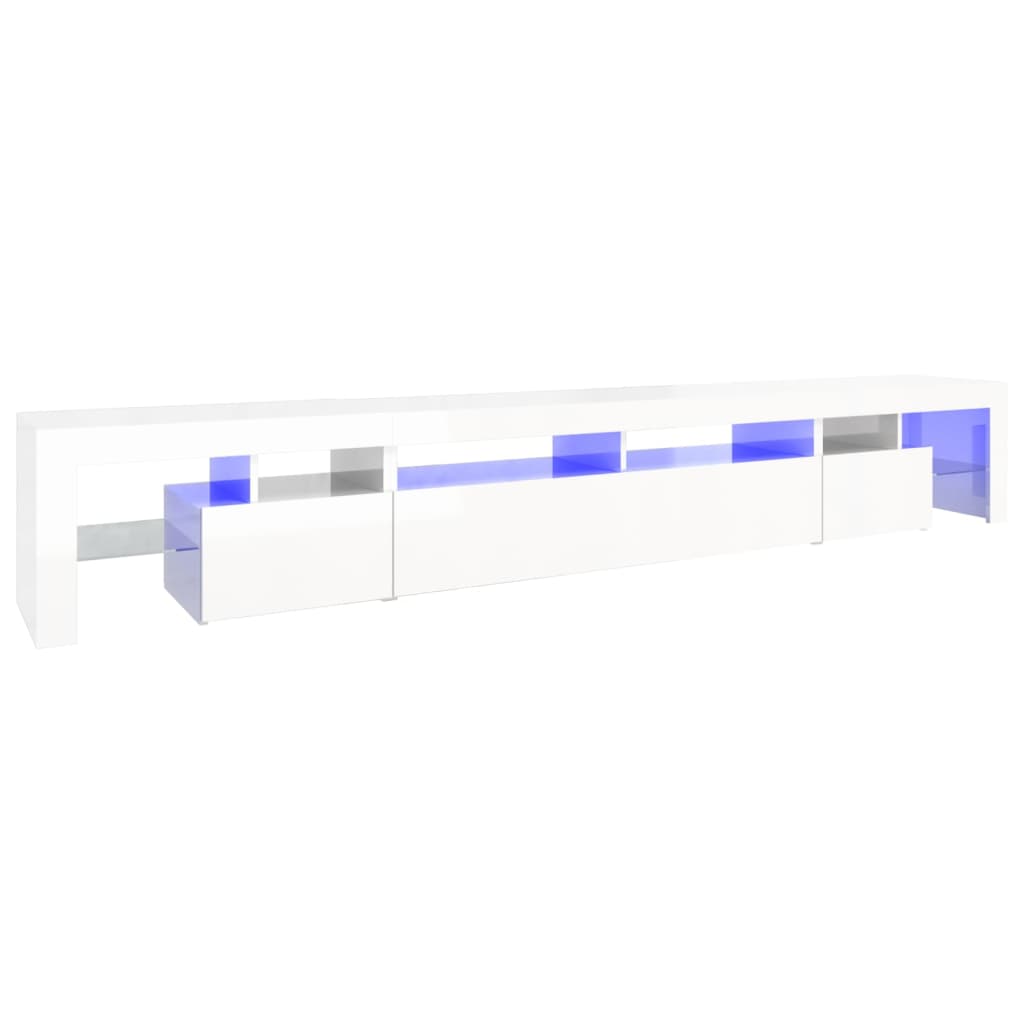 vidaXL TV Cabinet with LED Lights High Gloss White 260x36.5x40 cm