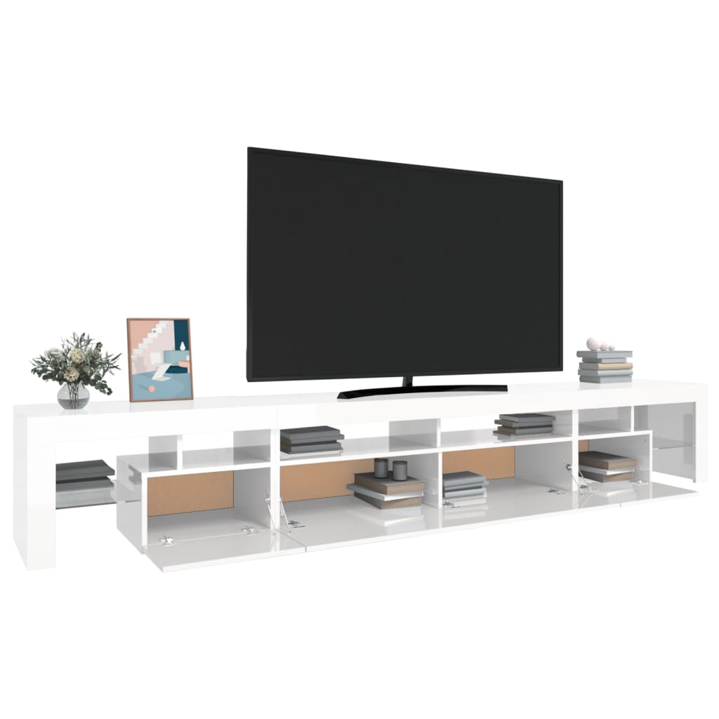 vidaXL TV Cabinet with LED Lights High Gloss White 260x36.5x40 cm