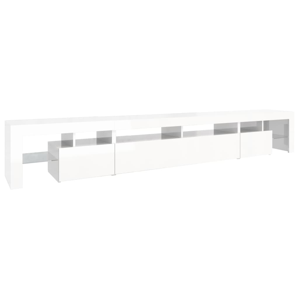 vidaXL TV Cabinet with LED Lights High Gloss White 260x36.5x40 cm