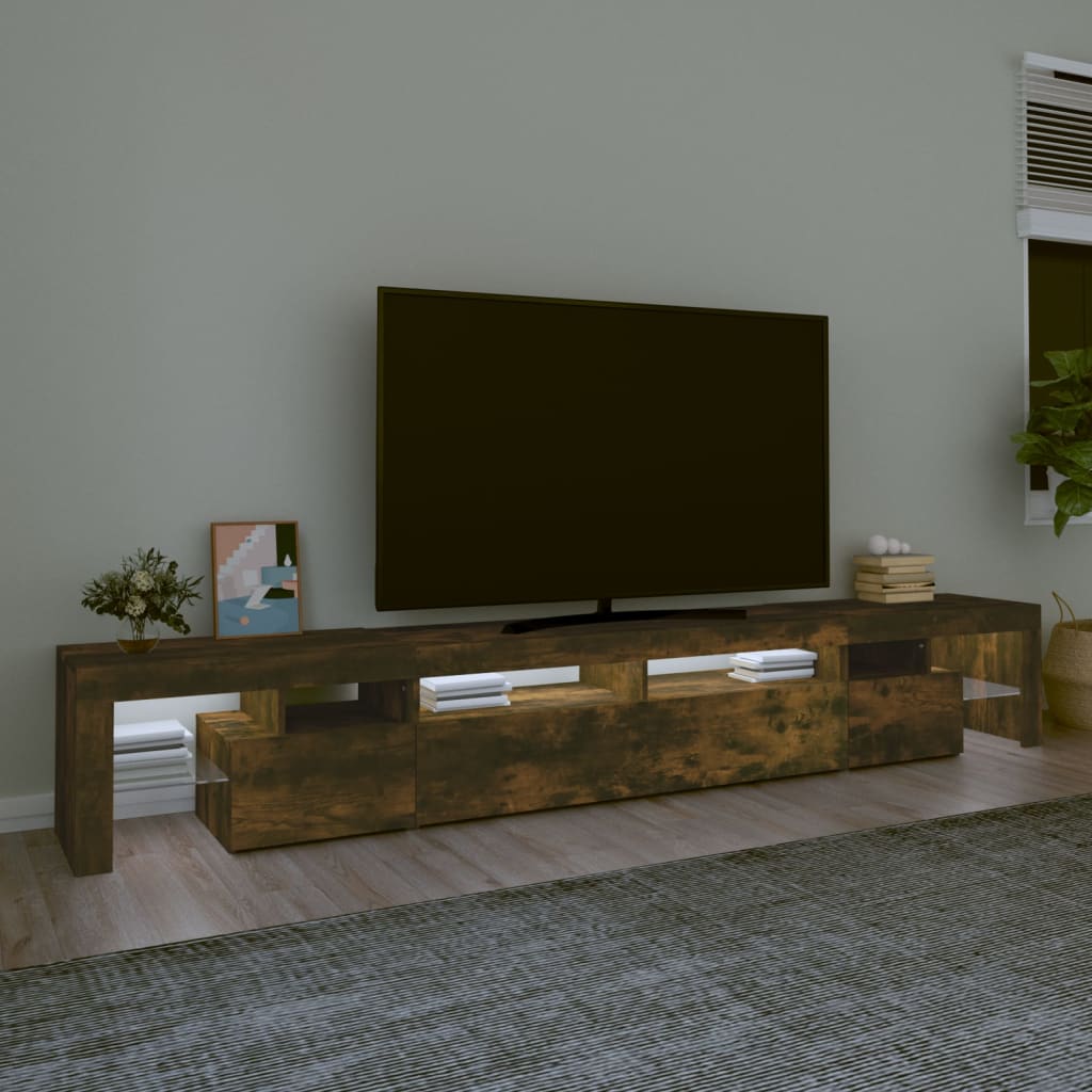 vidaXL TV Cabinet with LED Lights Smoked Oak 260x36.5x40 cm