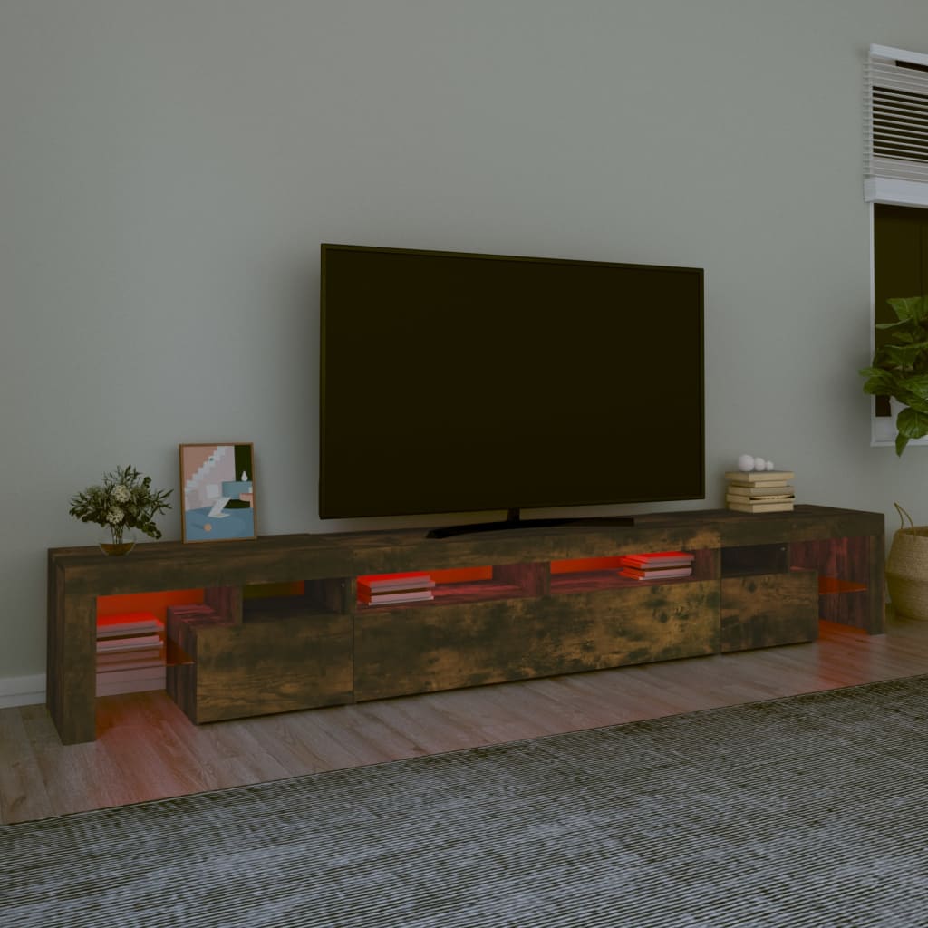 vidaXL TV Cabinet with LED Lights Smoked Oak 260x36.5x40 cm