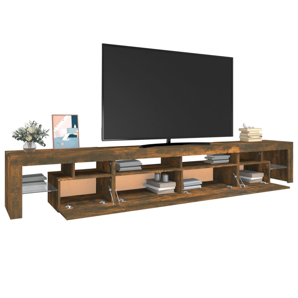 vidaXL TV Cabinet with LED Lights Smoked Oak 260x36.5x40 cm