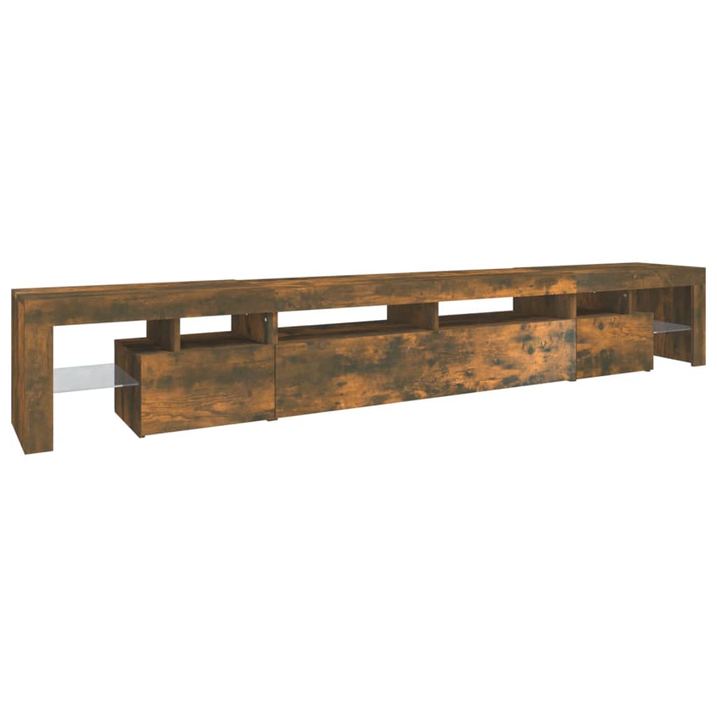 vidaXL TV Cabinet with LED Lights Smoked Oak 260x36.5x40 cm