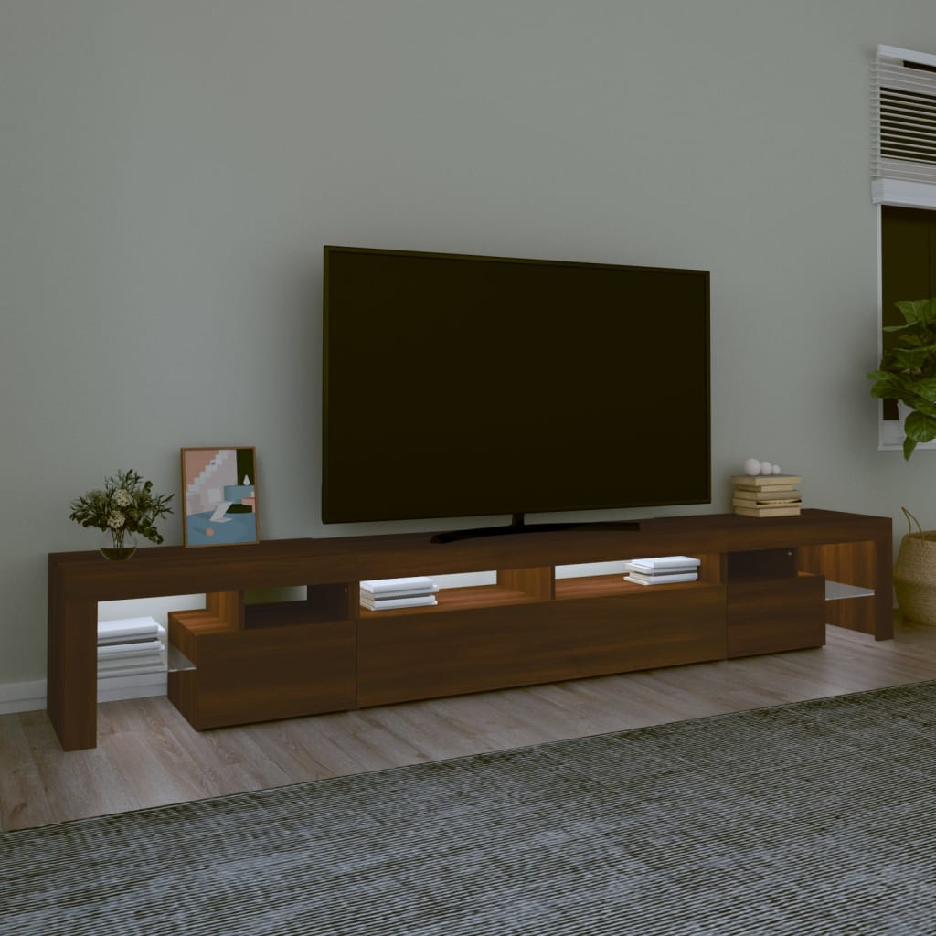 vidaXL TV Cabinet with LED Lights Brown Oak 260x36.5x40 cm