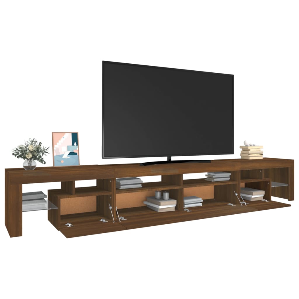 vidaXL TV Cabinet with LED Lights Brown Oak 260x36.5x40 cm