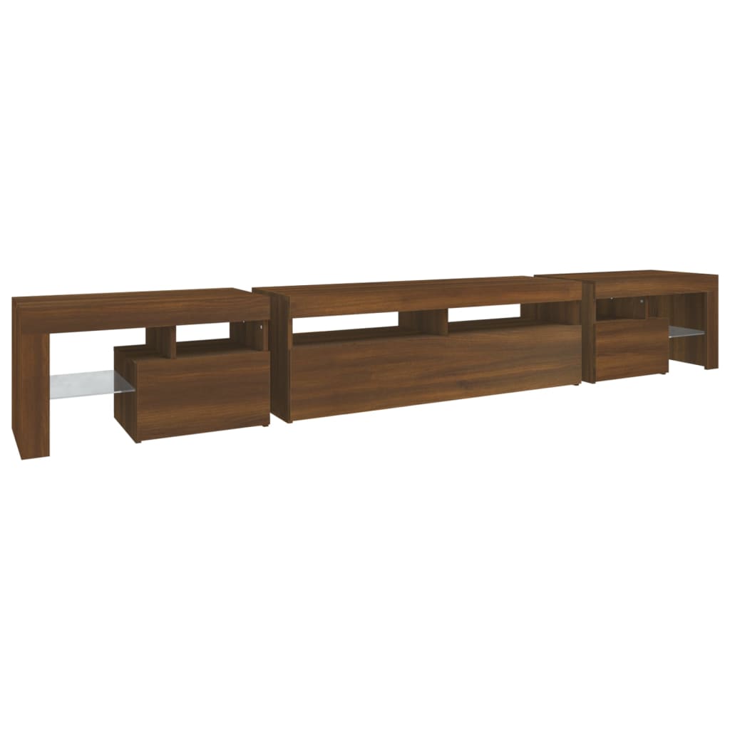 vidaXL TV Cabinet with LED Lights Brown Oak 260x36.5x40 cm