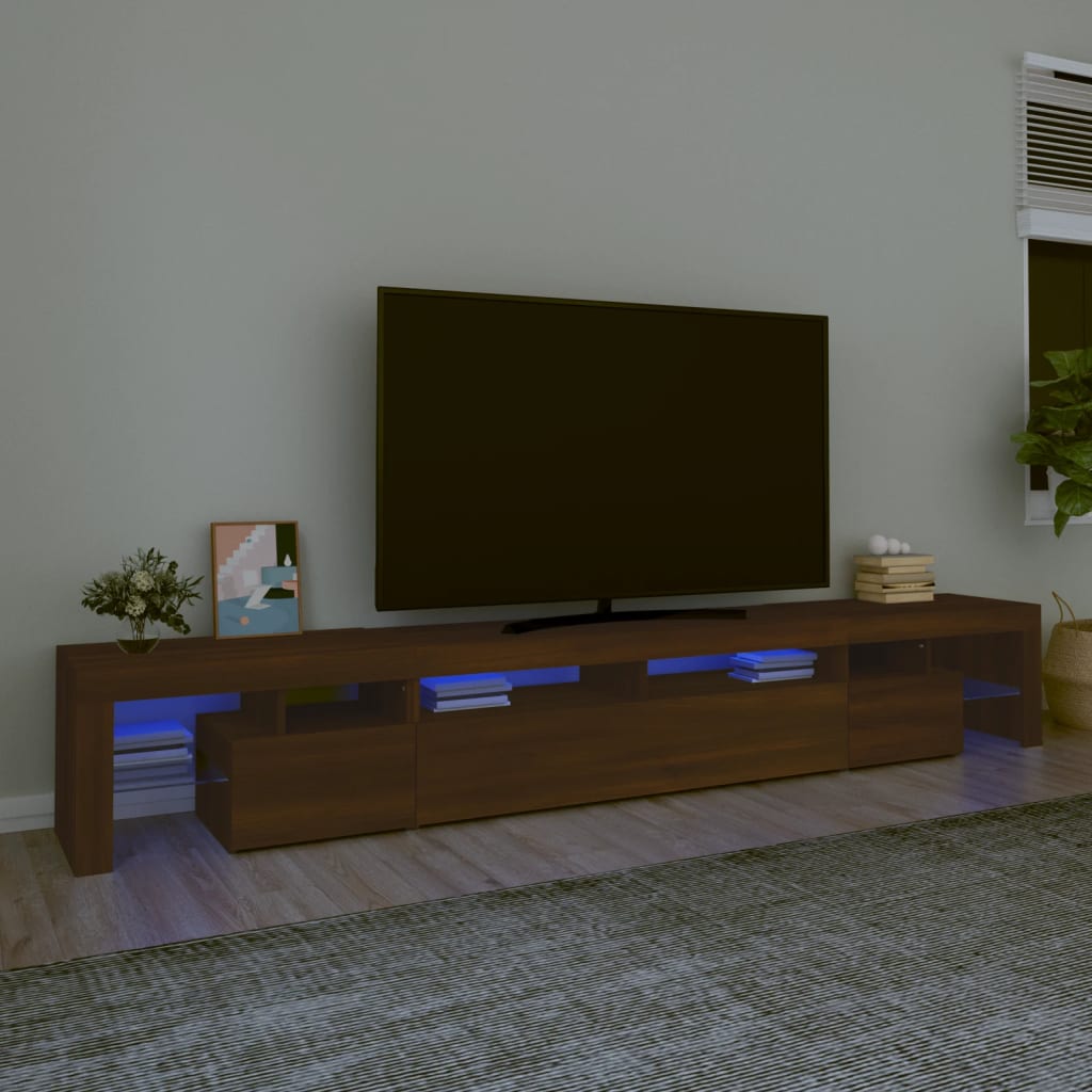 vidaXL TV Cabinet with LED Lights Brown Oak 260x36.5x40 cm