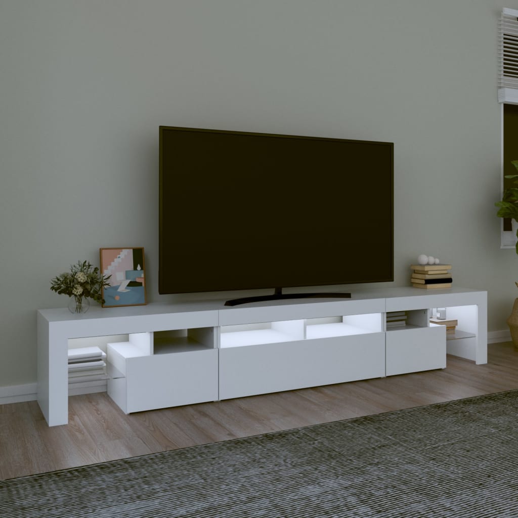 TV Cabinet with LED Lights White 230x36,5x40 cm