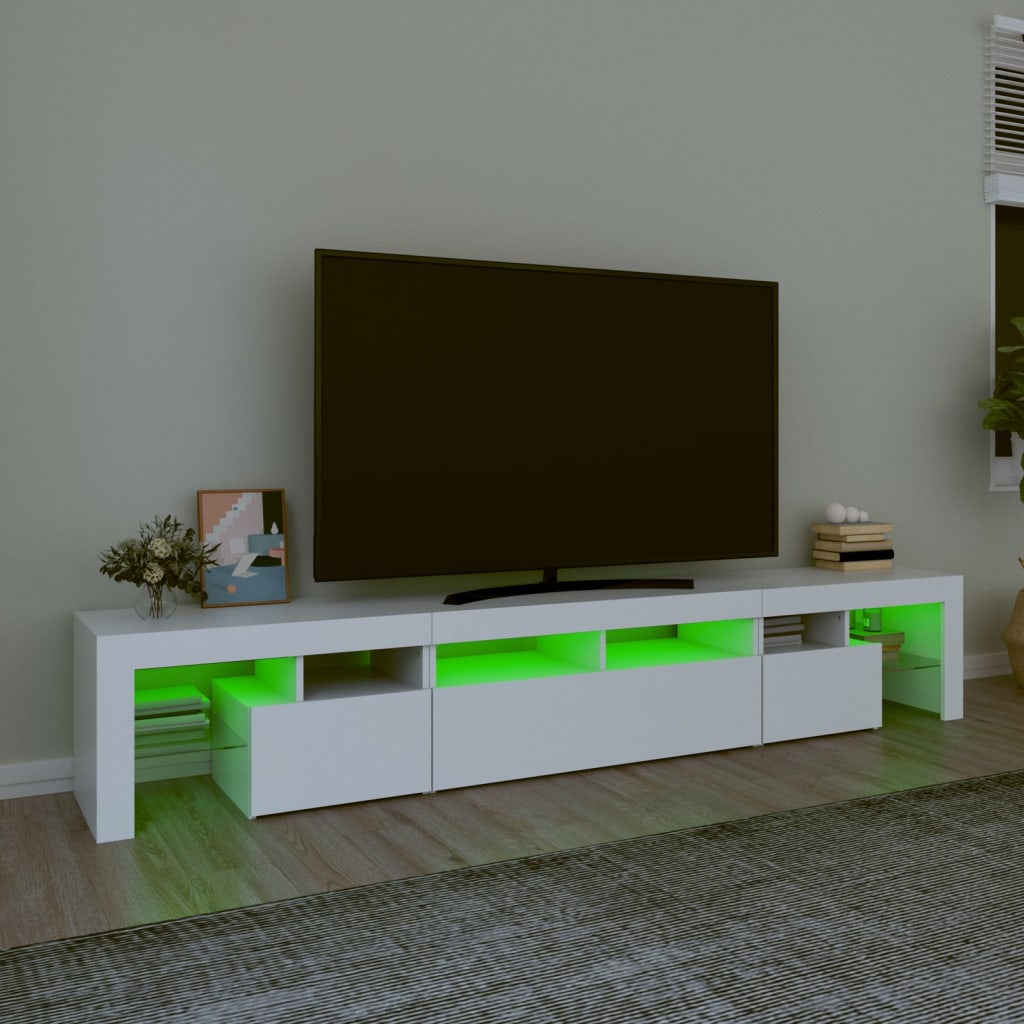 TV Cabinet with LED Lights White 230x36,5x40 cm