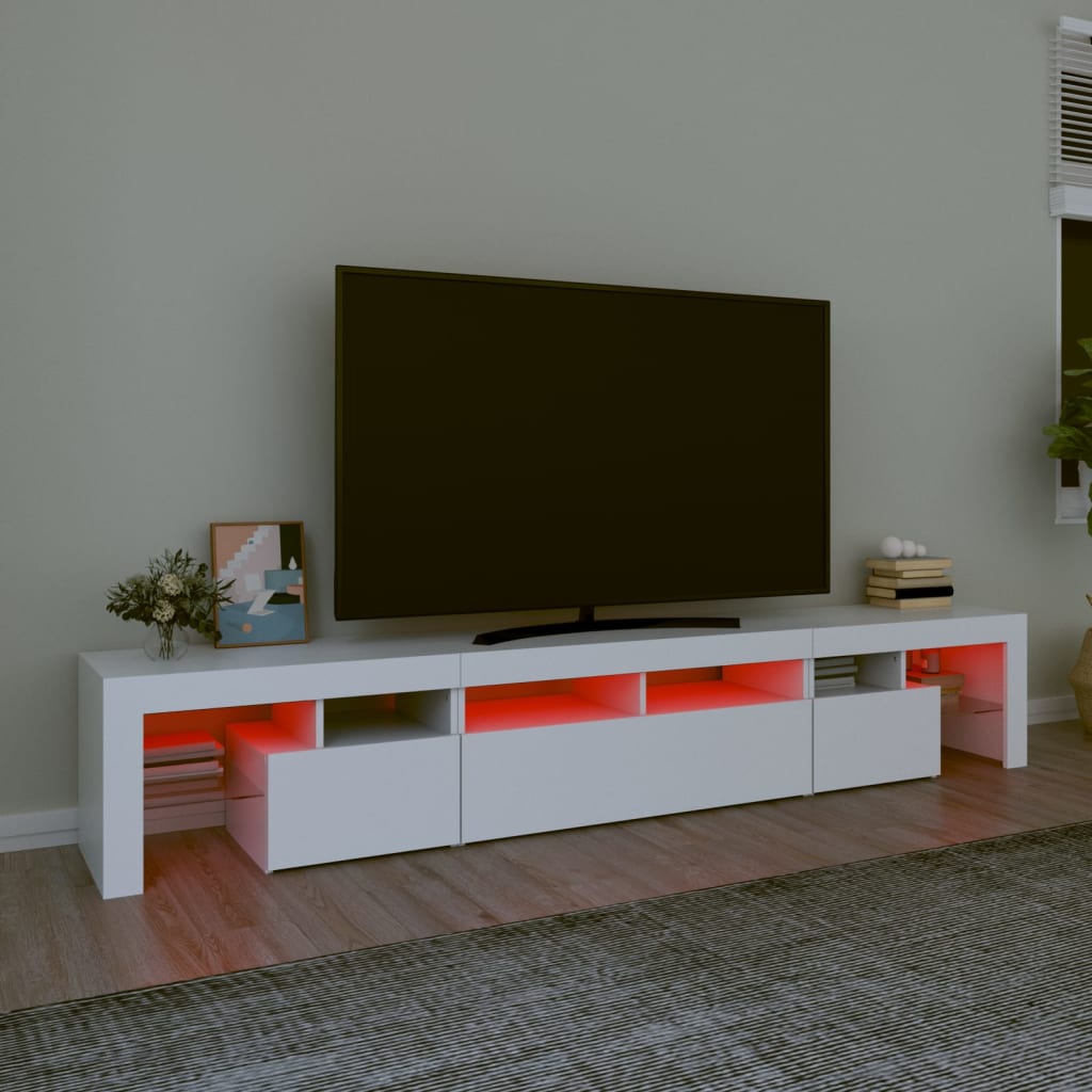 vidaXL TV Cabinet with LED Lights White 230x36.5x40 cm