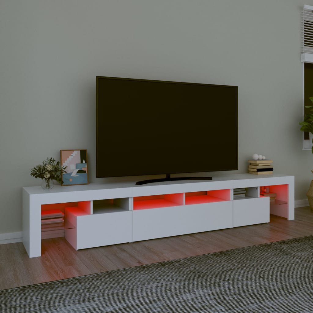 TV Cabinet with LED Lights White 230x36,5x40 cm