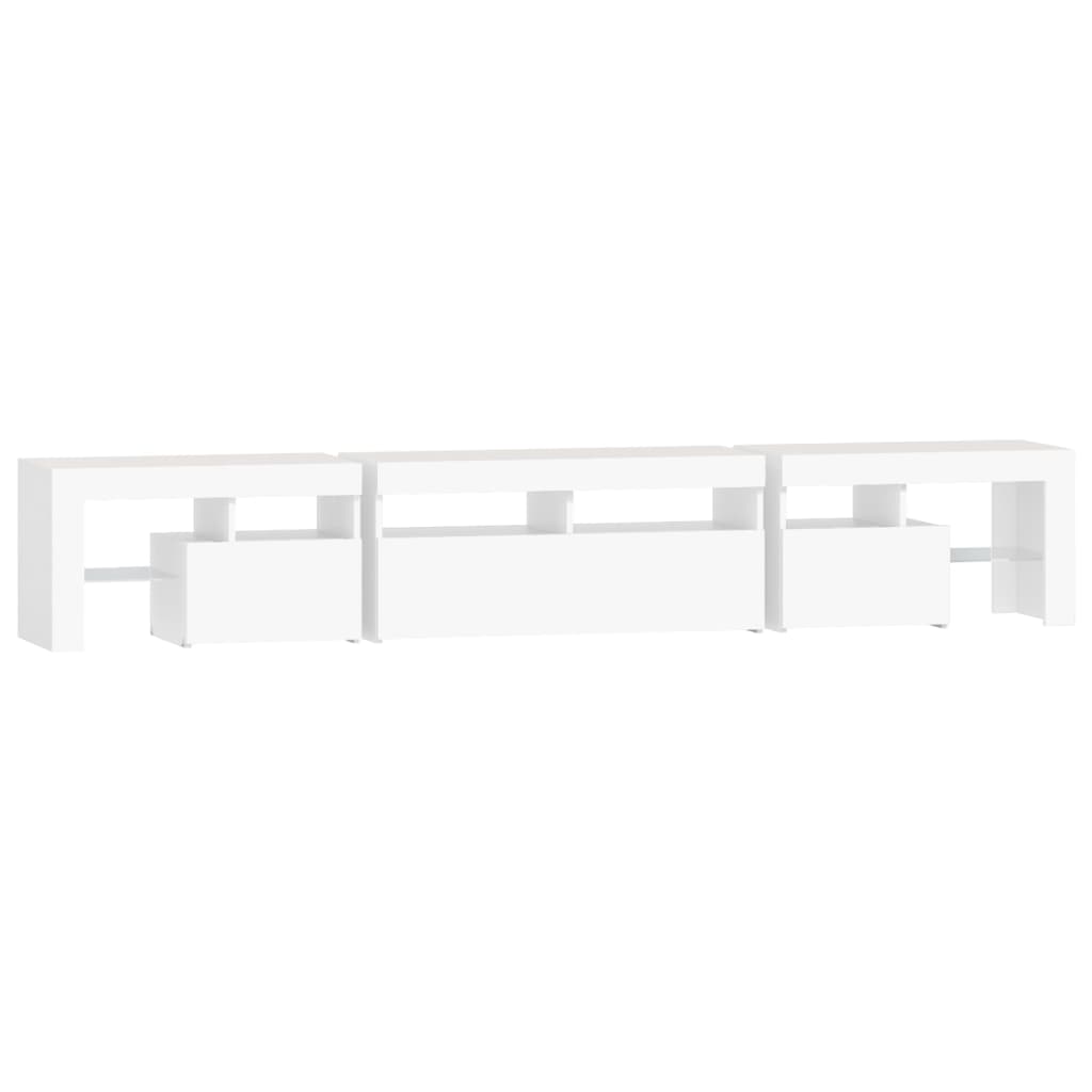 TV Cabinet with LED Lights White 230x36,5x40 cm