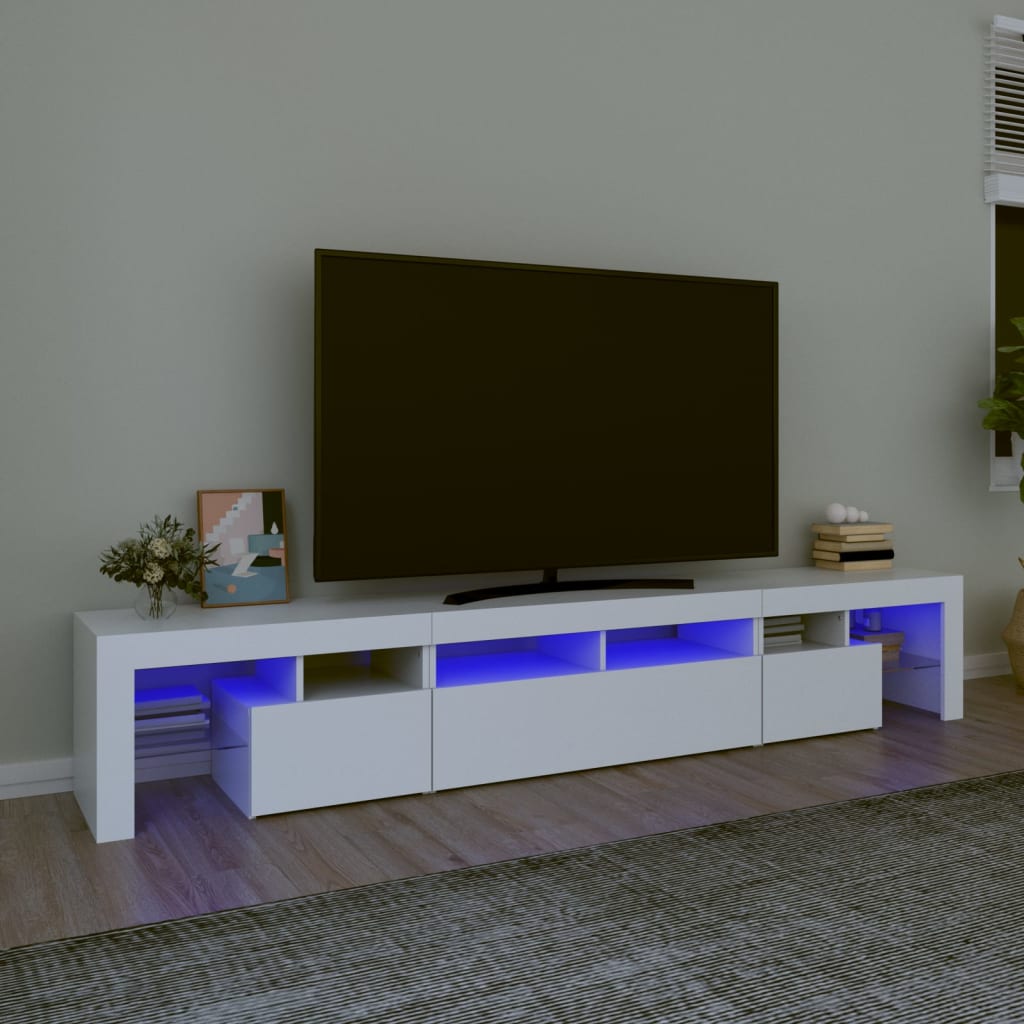 TV Cabinet with LED Lights White 230x36,5x40 cm