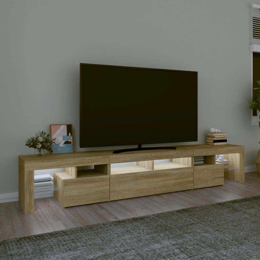 TV Cabinet with LED Lights Sonoma Oak 230x36,5x40 cm