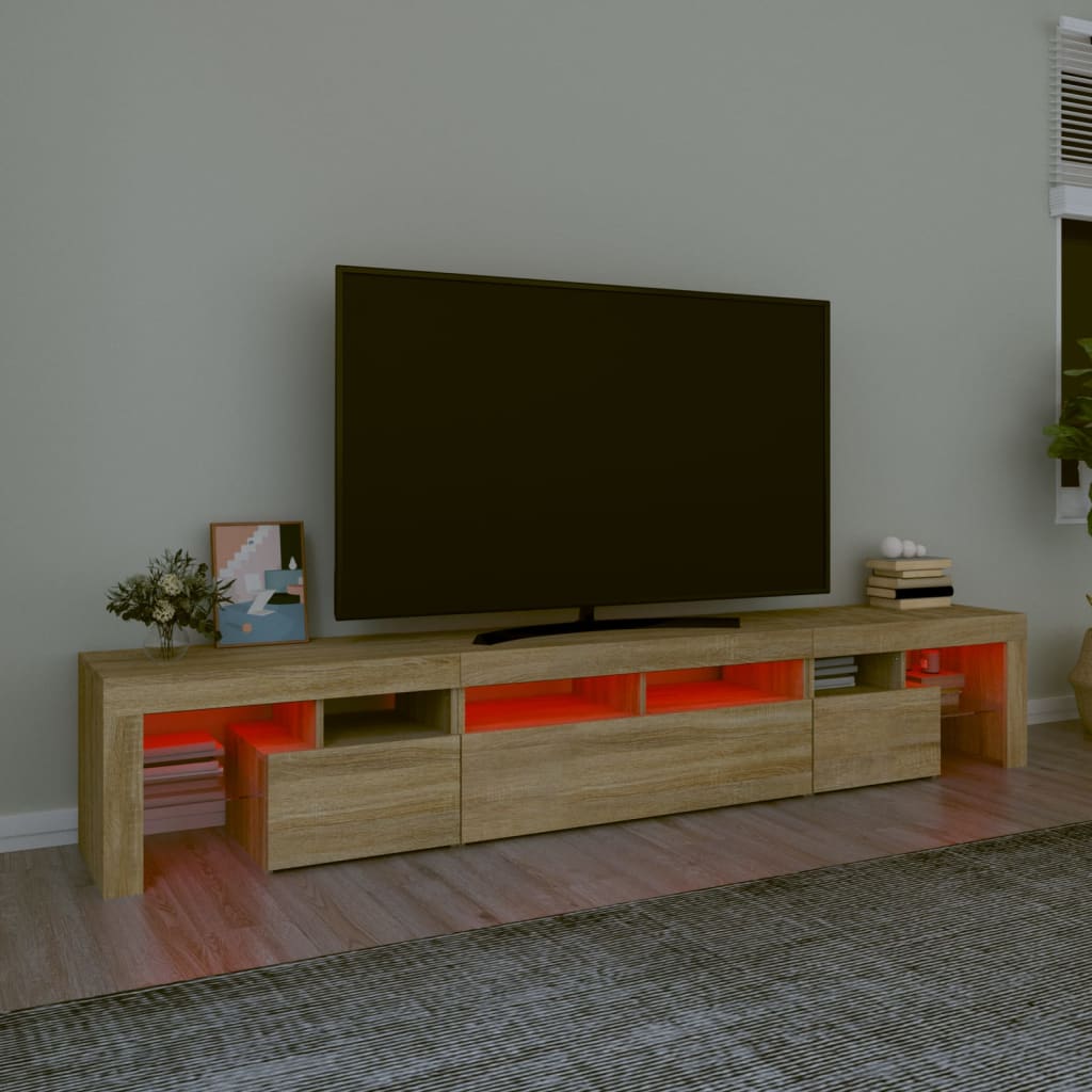 TV Cabinet with LED Lights Sonoma Oak 230x36,5x40 cm