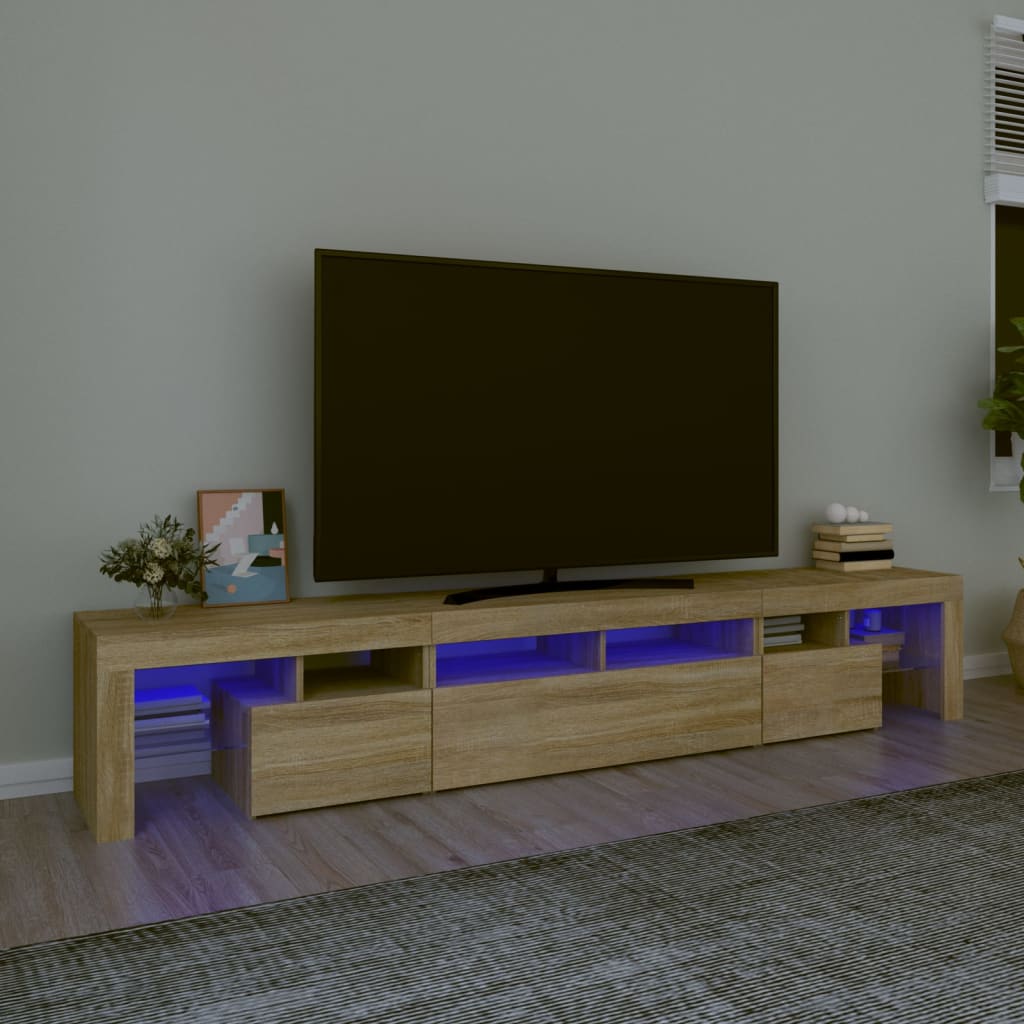 TV Cabinet with LED Lights Sonoma Oak 230x36,5x40 cm