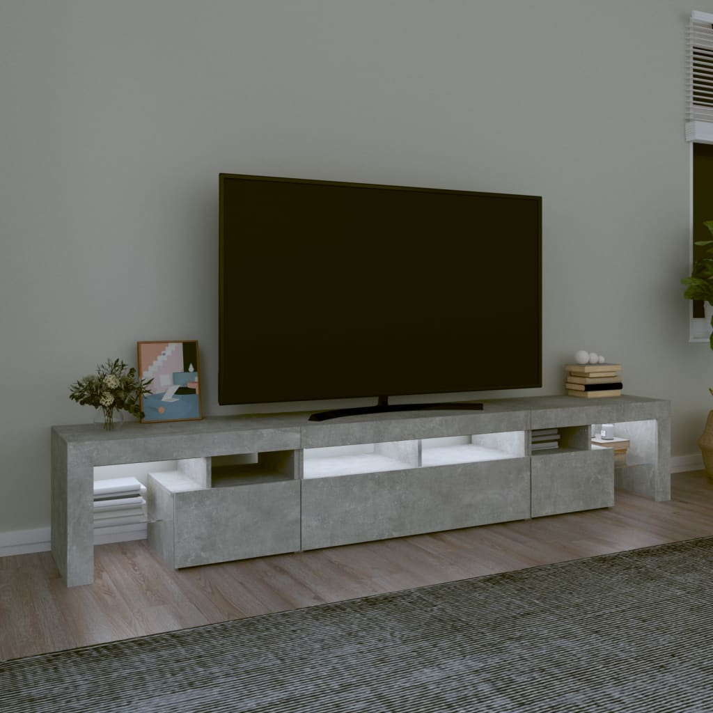 vidaXL TV Cabinet with LED Lights Concrete Grey 230x36.5x40 cm