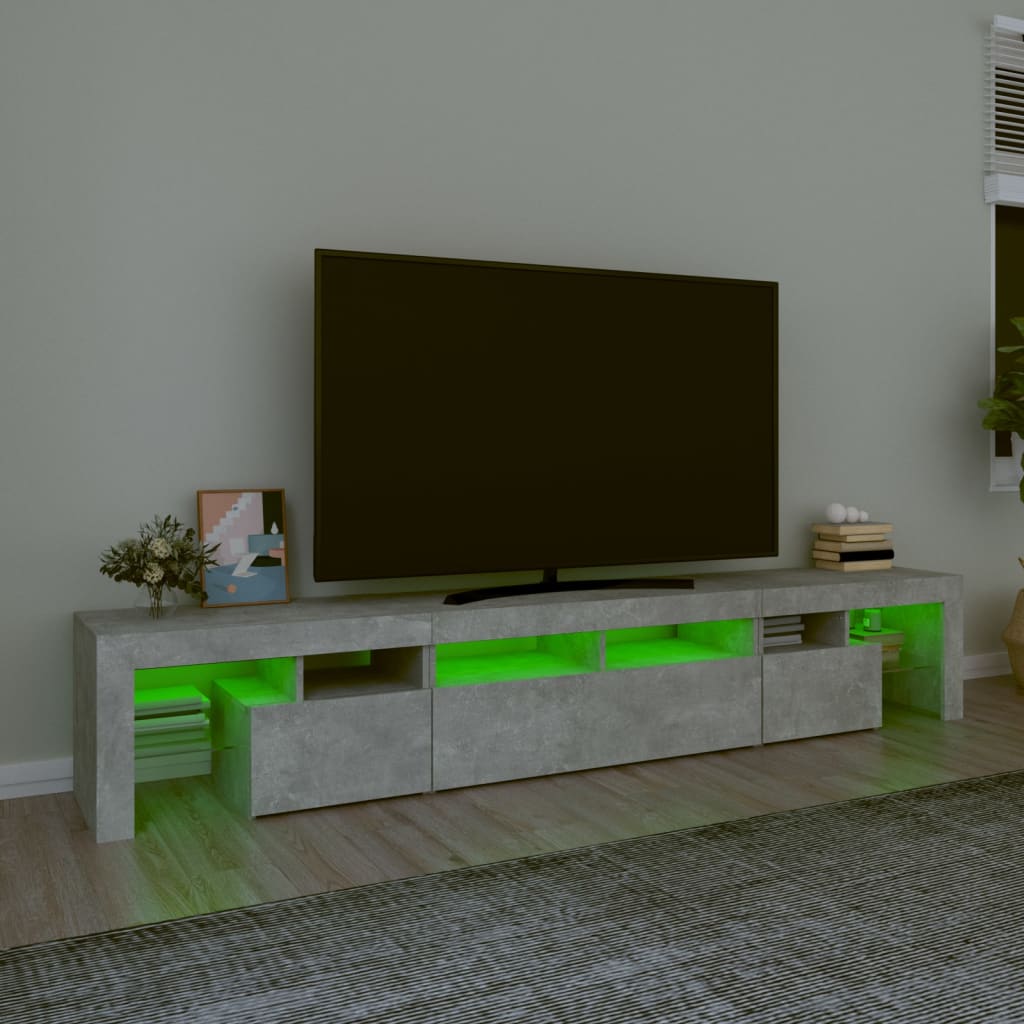 vidaXL TV Cabinet with LED Lights Concrete Grey 230x36.5x40 cm