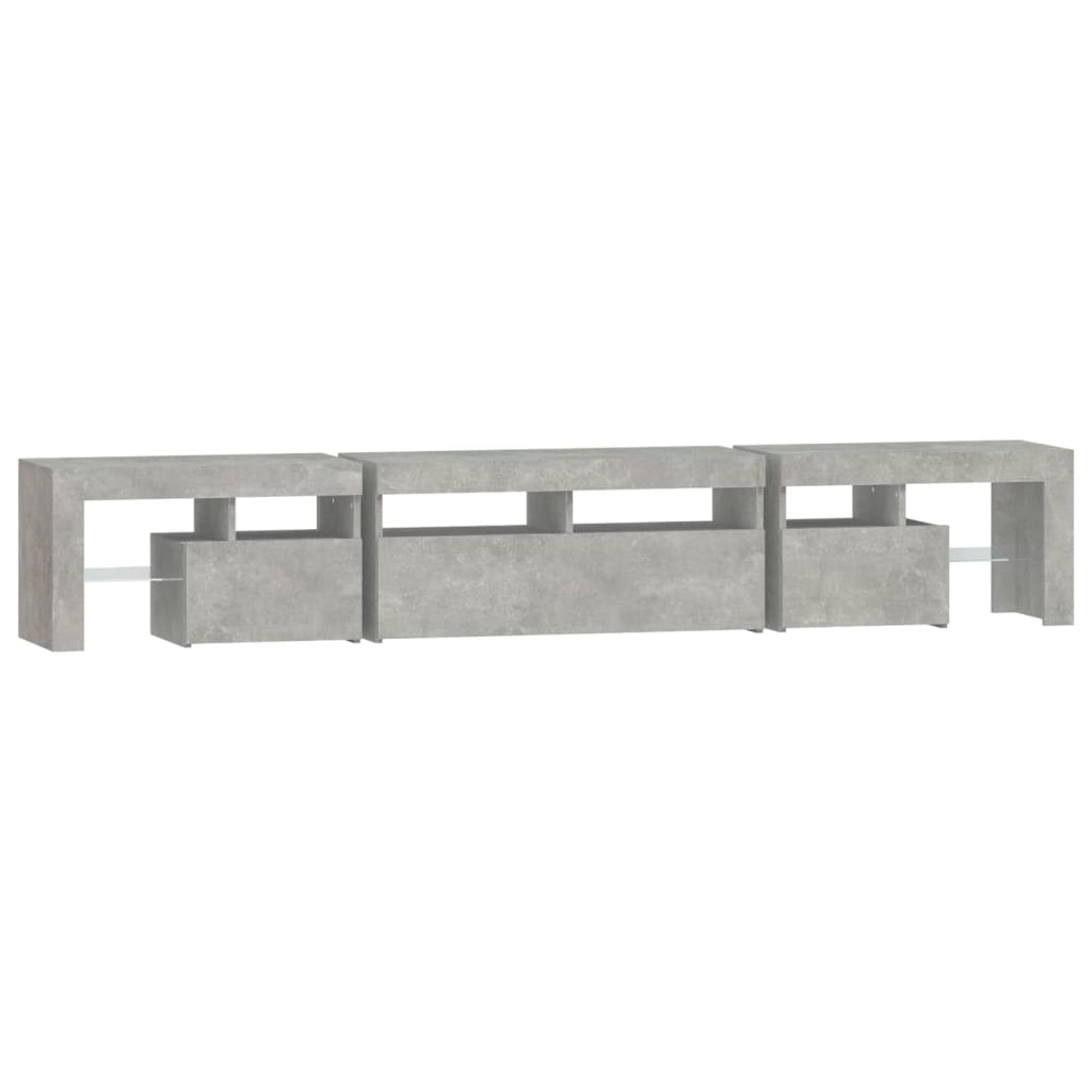 vidaXL TV Cabinet with LED Lights Concrete Grey 230x36.5x40 cm