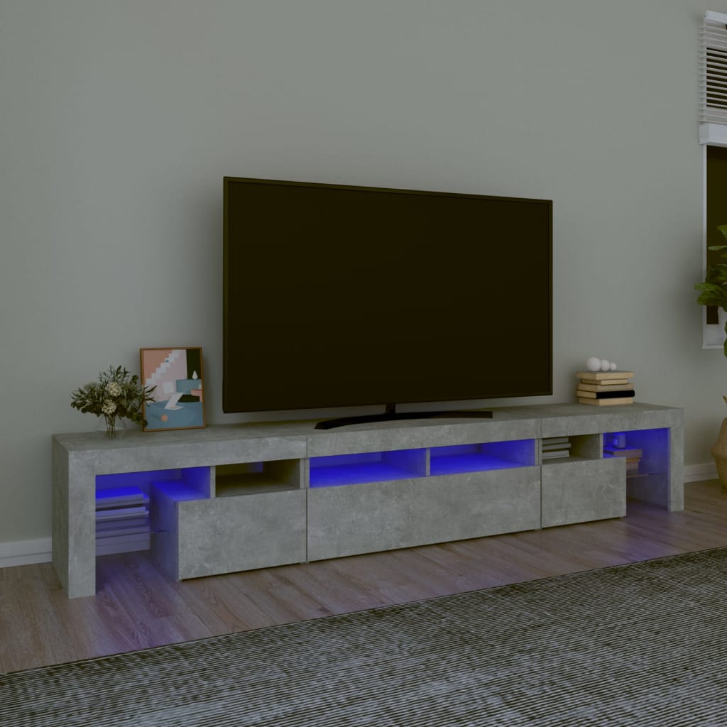 vidaXL TV Cabinet with LED Lights Concrete Grey 230x36.5x40 cm