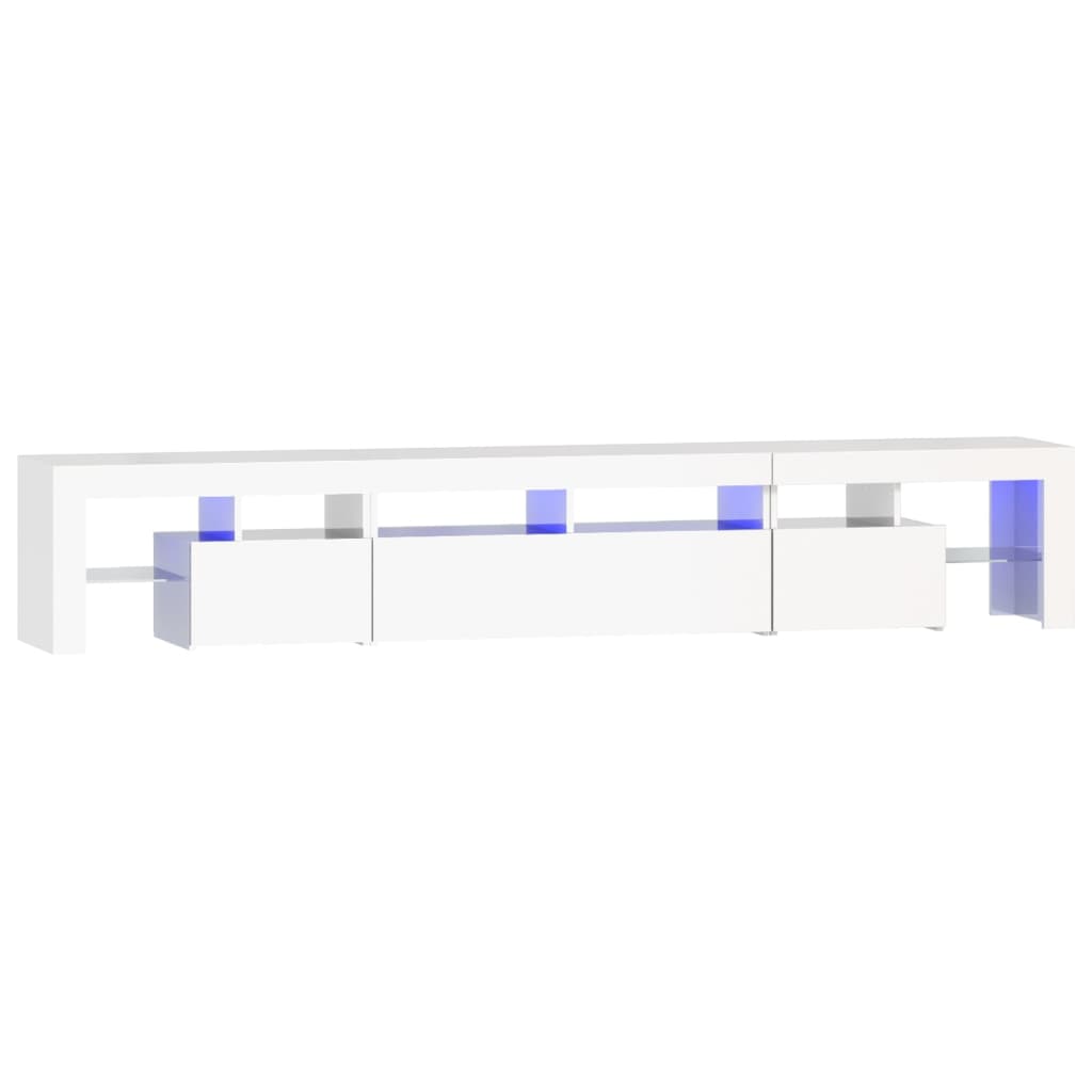 vidaXL TV Cabinet with LED Lights High Gloss White 230x36.5x40 cm