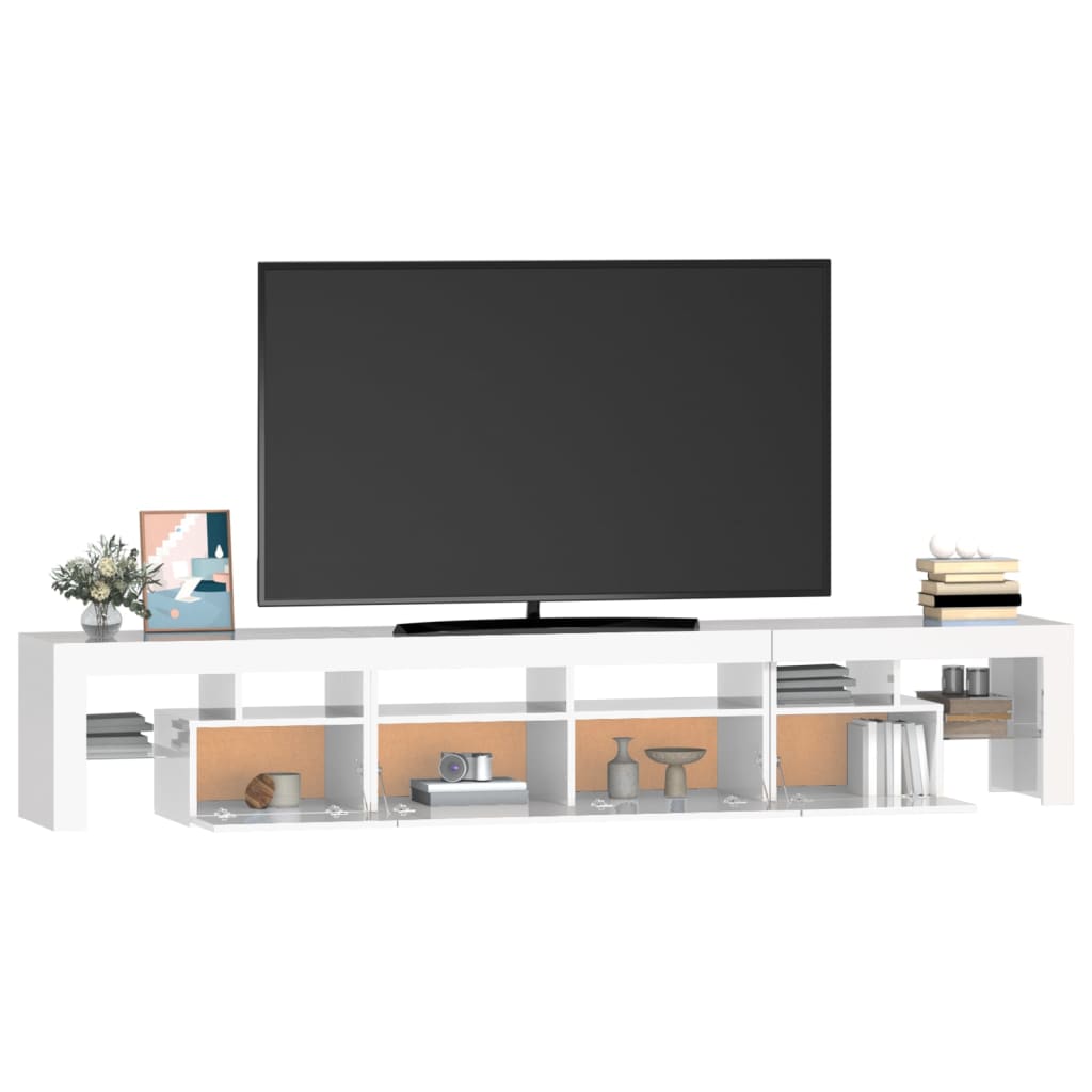 vidaXL TV Cabinet with LED Lights High Gloss White 230x36.5x40 cm