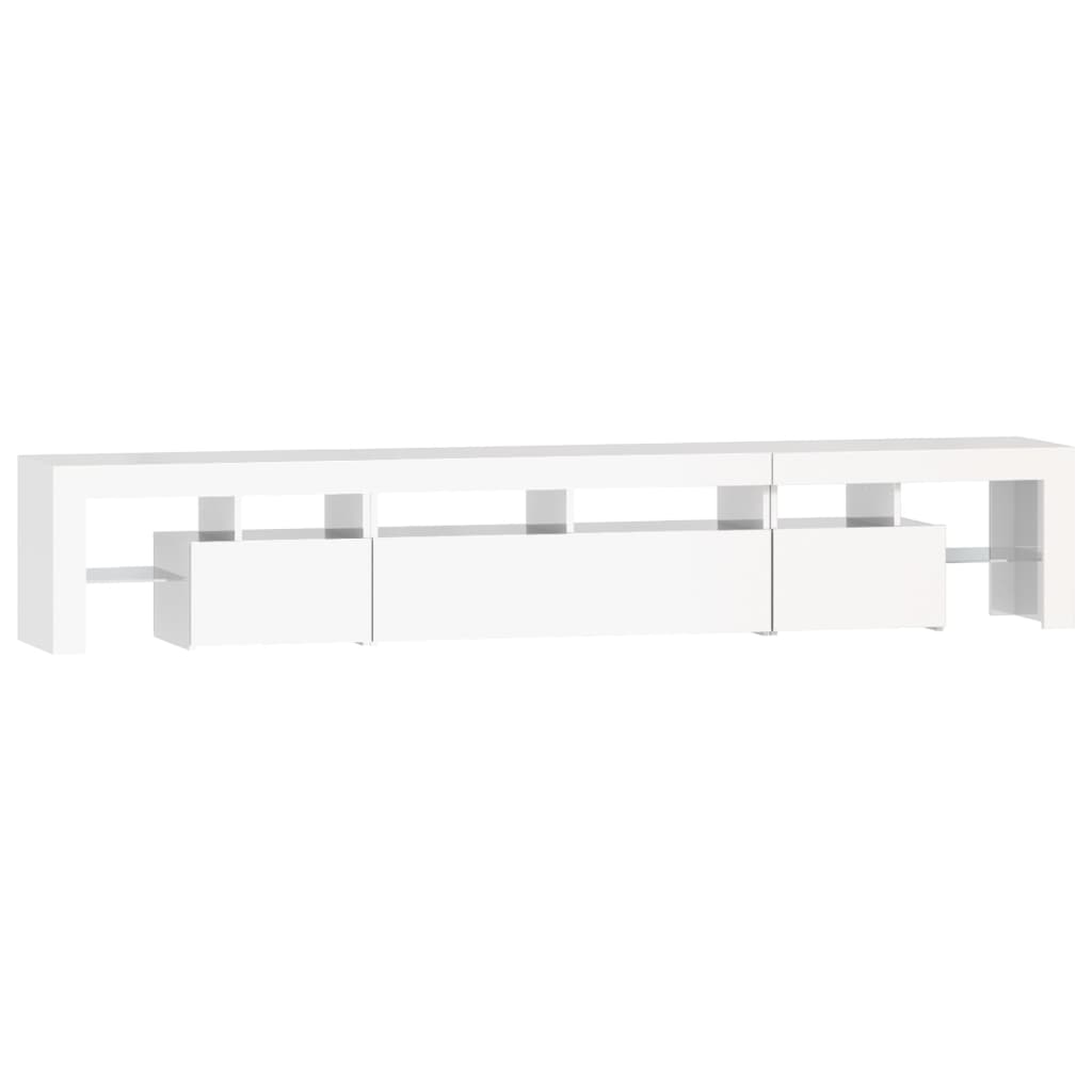 vidaXL TV Cabinet with LED Lights High Gloss White 230x36.5x40 cm