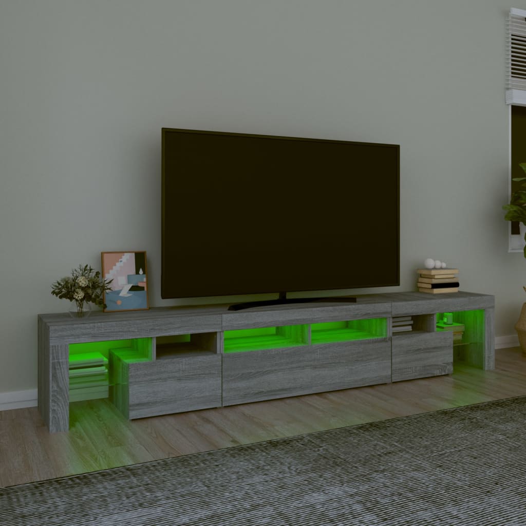 vidaXL TV Cabinet with LED Lights Grey Sonoma 230x36.5x40 cm