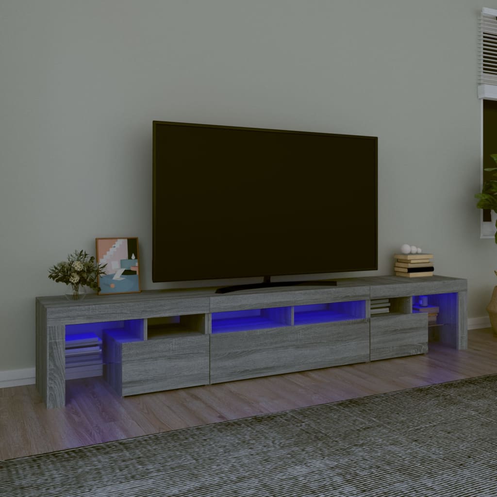 vidaXL TV Cabinet with LED Lights Grey Sonoma 230x36.5x40 cm