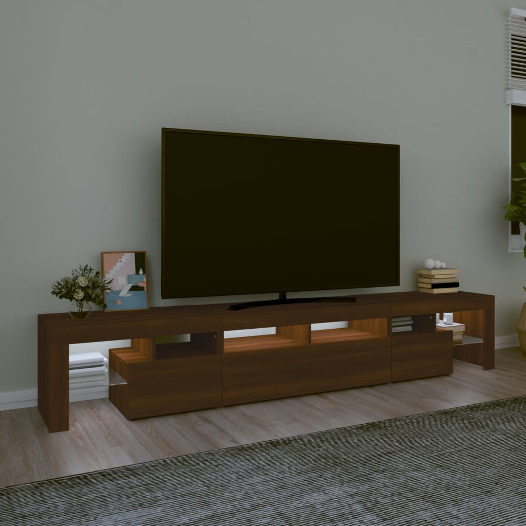 vidaXL TV Cabinet with LED Lights Brown Oak 230x36.5x40 cm