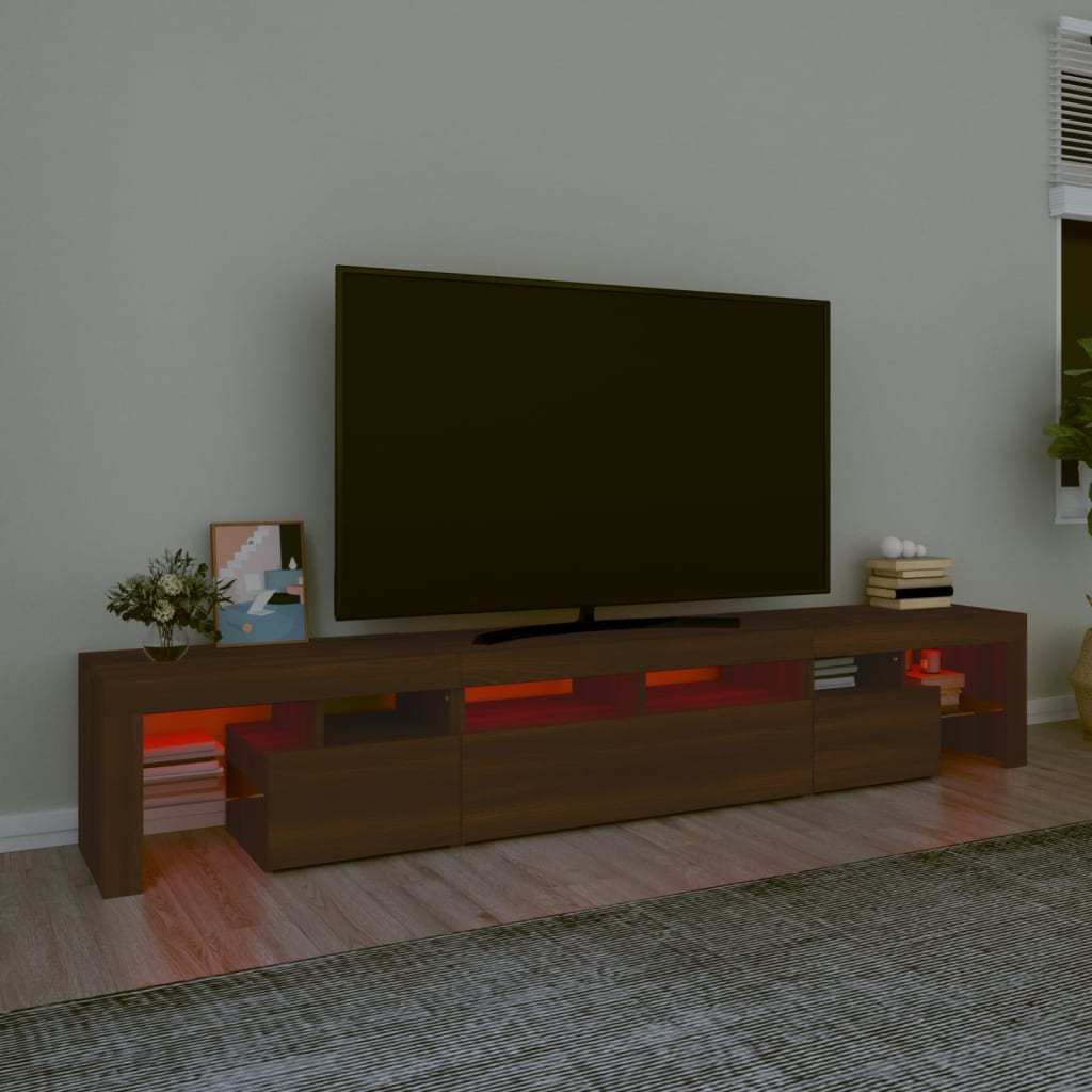 vidaXL TV Cabinet with LED Lights Brown Oak 230x36.5x40 cm