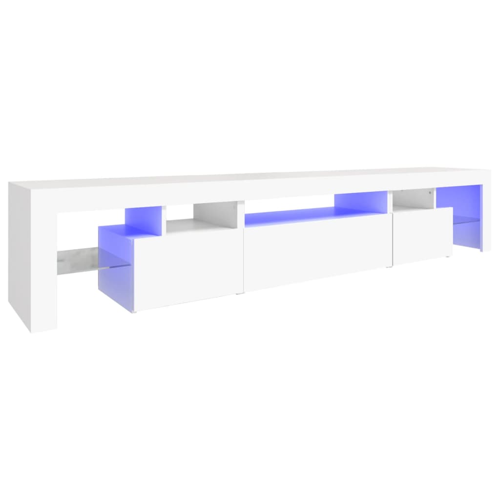 TV Cabinet with LED Lights White 215x36,5x40 cm