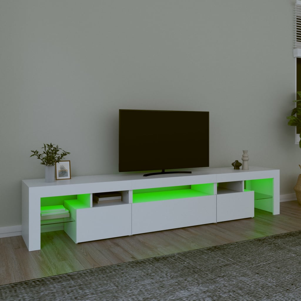 TV Cabinet with LED Lights White 215x36,5x40 cm