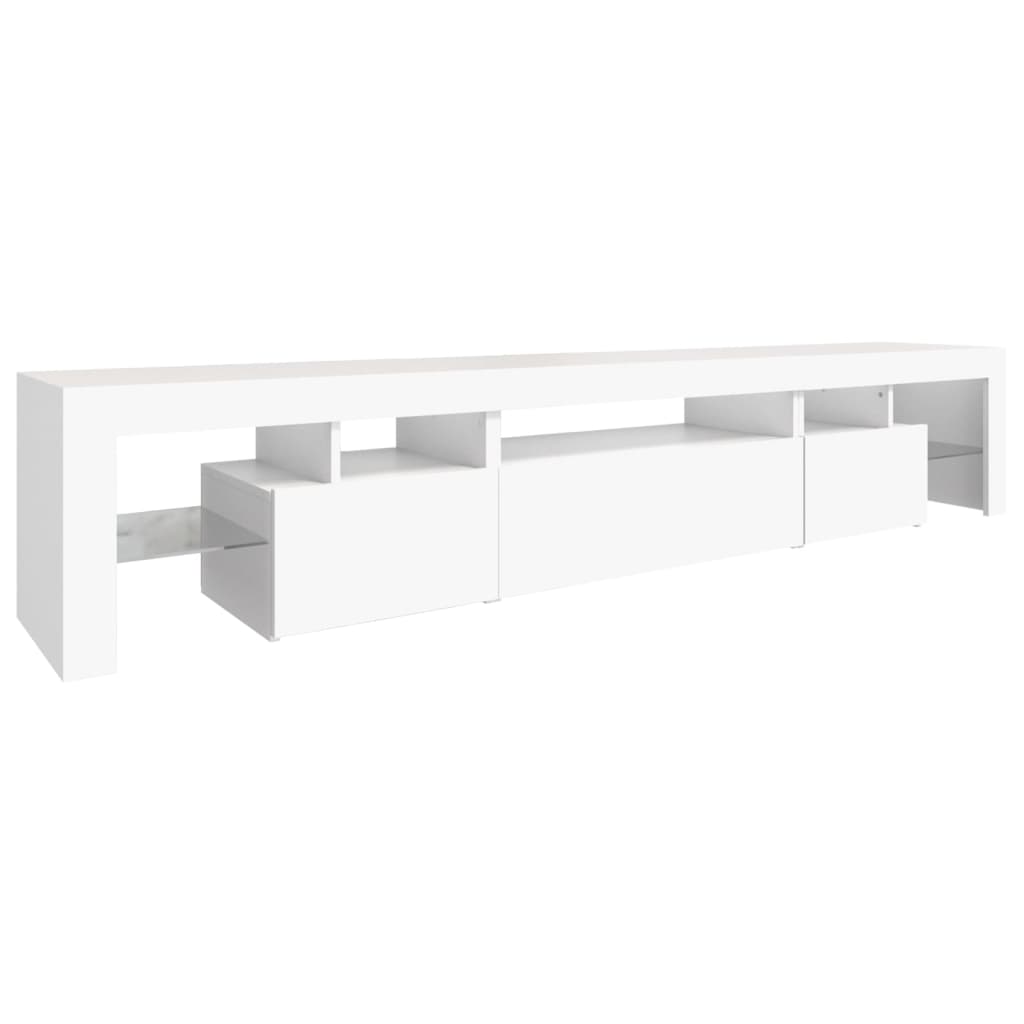 TV Cabinet with LED Lights White 215x36,5x40 cm