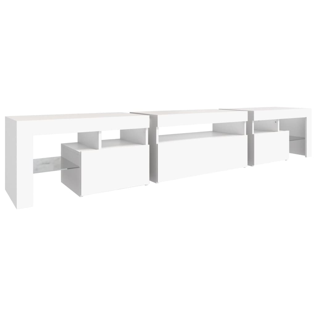 TV Cabinet with LED Lights White 215x36,5x40 cm