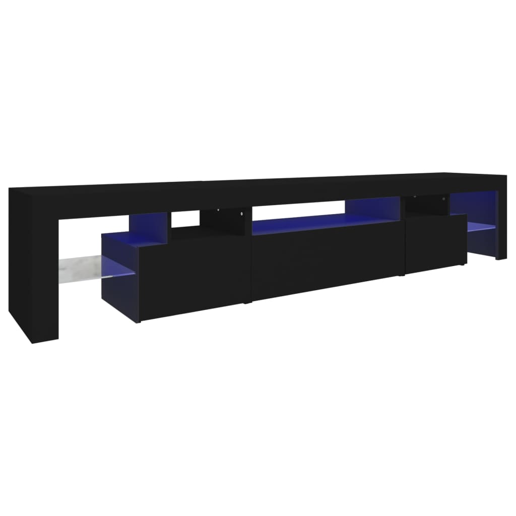 vidaXL TV Cabinet with LED Lights Black 215x36.5x40 cm