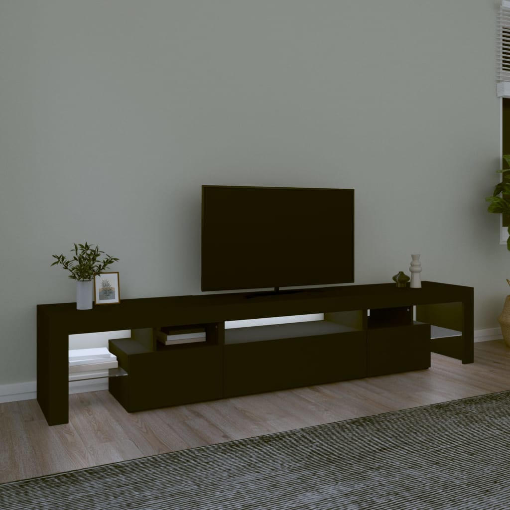 vidaXL TV Cabinet with LED Lights Black 215x36.5x40 cm