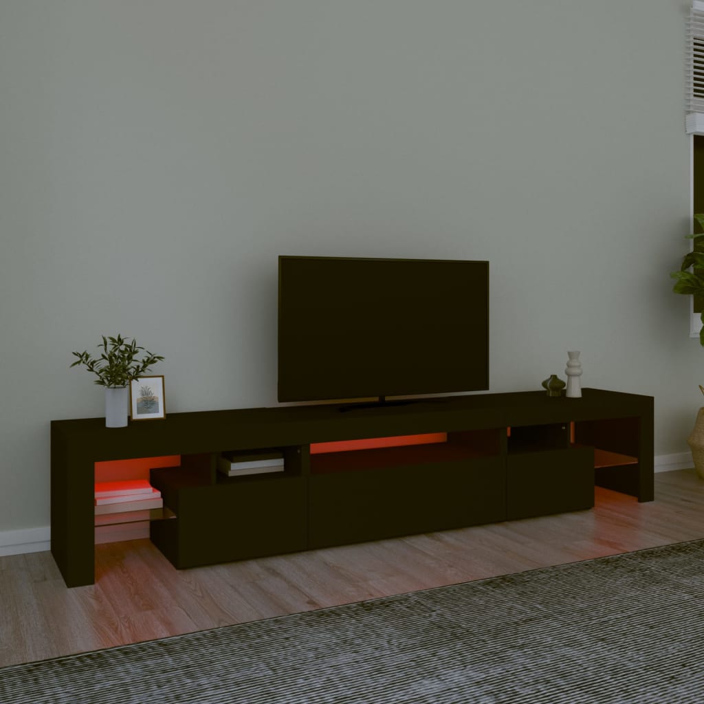 vidaXL TV Cabinet with LED Lights Black 215x36.5x40 cm