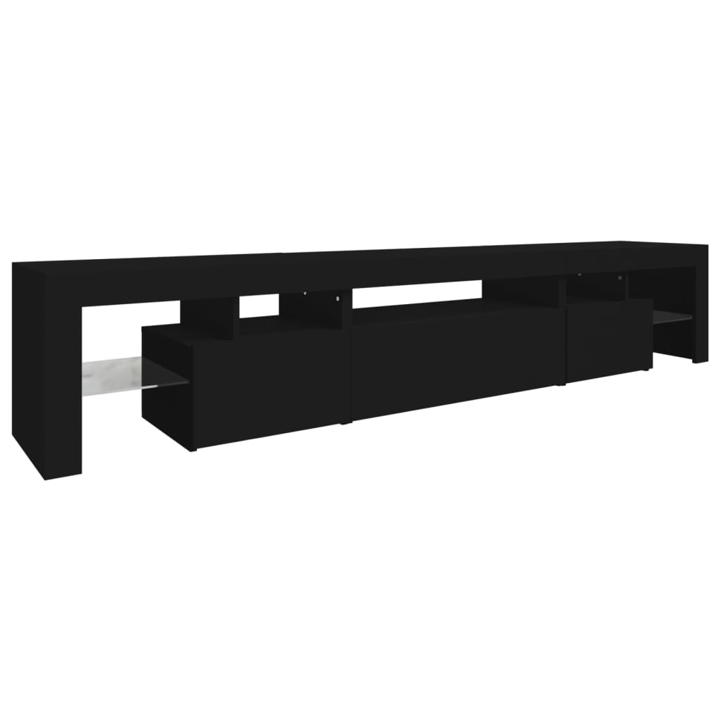 vidaXL TV Cabinet with LED Lights Black 215x36.5x40 cm