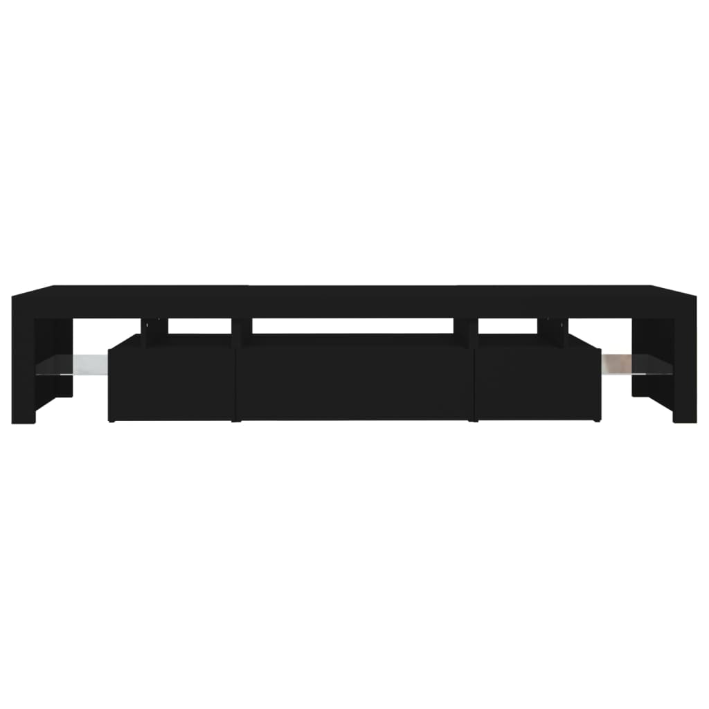 vidaXL TV Cabinet with LED Lights Black 215x36.5x40 cm