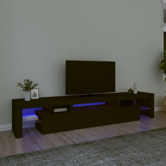 vidaXL TV Cabinet with LED Lights Black 215x36.5x40 cm